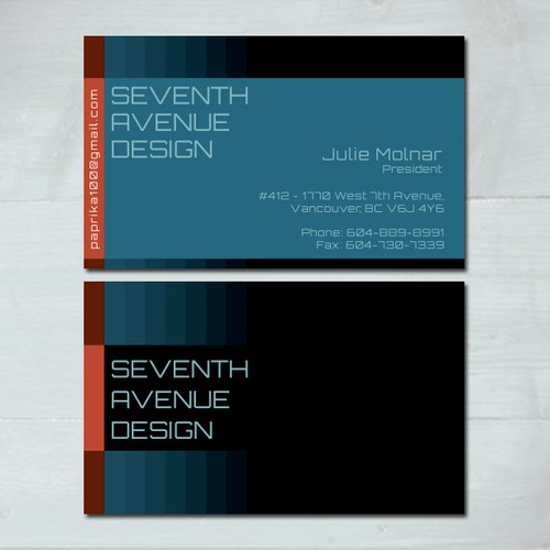 Quick & Easy Business Card For Seventh Avenue Design Ontwerp door Tcmenk
