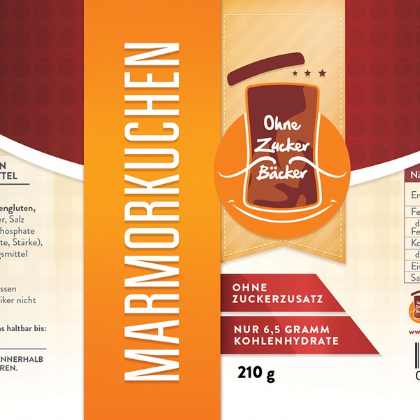 Design by Sujey_1508 titled "Design a label for premium low-carb cakes in a jar"