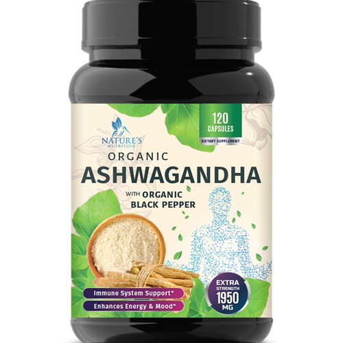 Natural Ashwagandha Capsules Design Needed for Nature's Nutrition Design réalisé par Wfemme