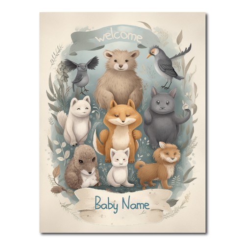 Design unique baby nursery poster with magical creatures Design by Windmill Designer™