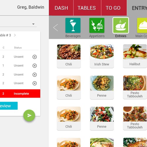 Redesigning a new user interface for a restaurant point-of-sale system Design by Meenal U