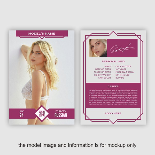 Trading card design for Onlyfans models.