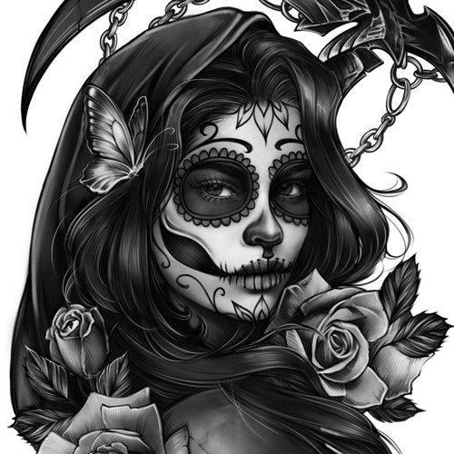 Sugar skull grim reaper tattoo, Tattoo contest