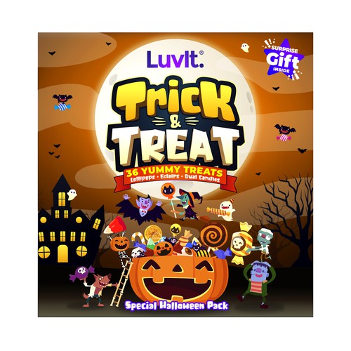 Design a cute Halloween Special Edition Kids Pack for a confectionary brand Design by Wilson8a