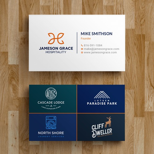 Create a modern and clean business card for a parent company with 4 subsidiaries Design by Roni_