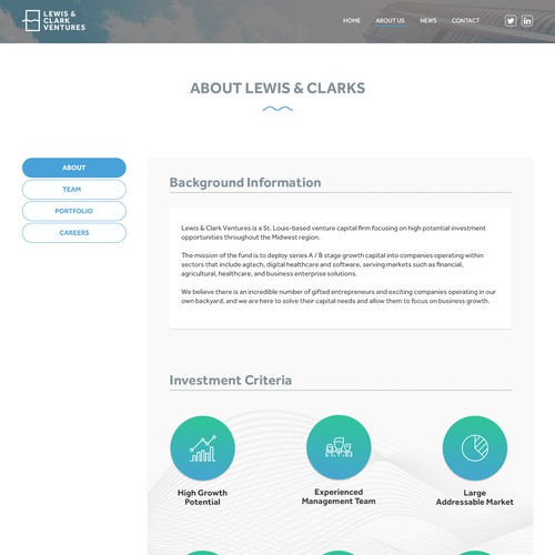 Create a modern Word Press theme design for Lewis & Clark Ventures Design by Balabek