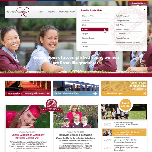 SharePoint Intranet Design for Private Girls School Design by rain is well