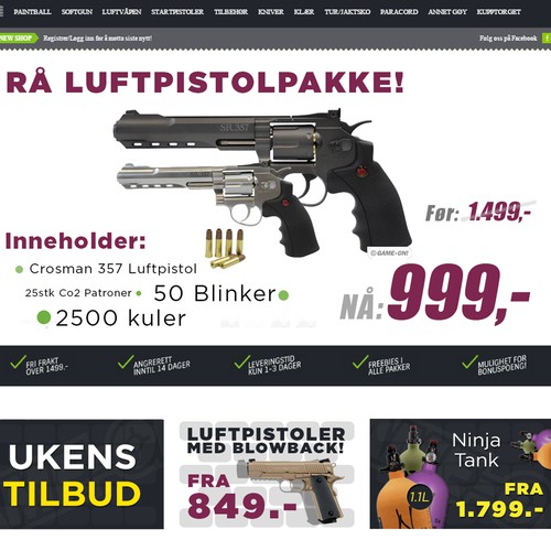 Design the best frontpage banners for a Airgun/Paintball Webstore! Design by Maxilijana