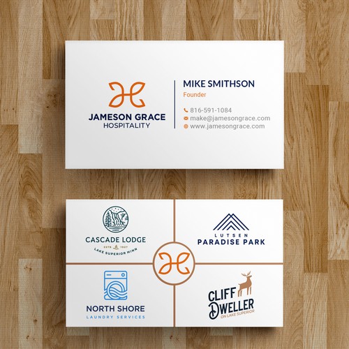 Create a modern and clean business card for a parent company with 4 subsidiaries Design by Roni_