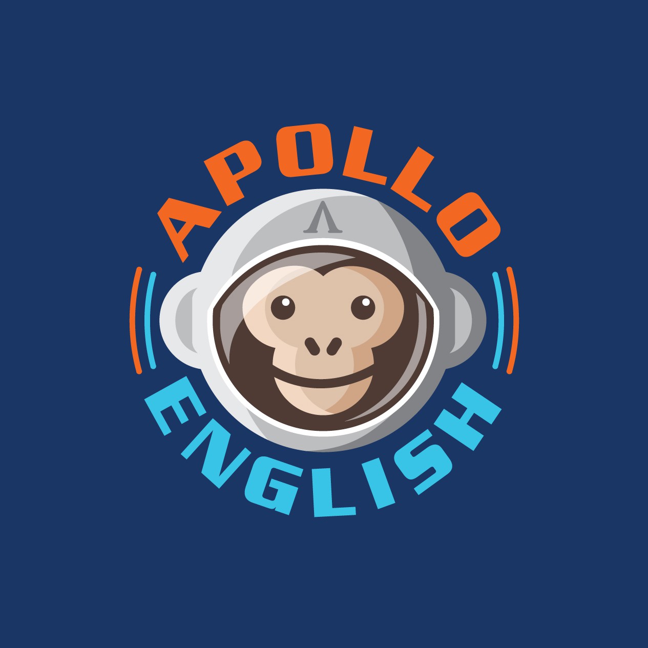 Astronaut logo with the title 'Apollo English Academy'