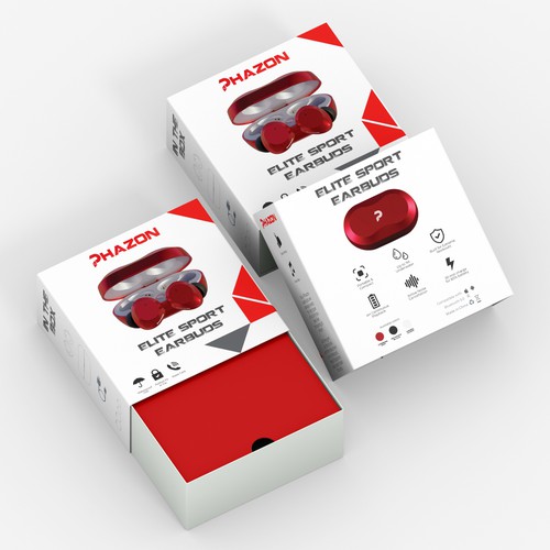 Wireless earbuds packaging box sleeve design Design by interaksi