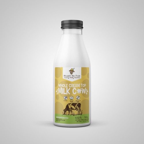 Design a cream top milk label for our kid-friendly brand! Design by Pice Wilf