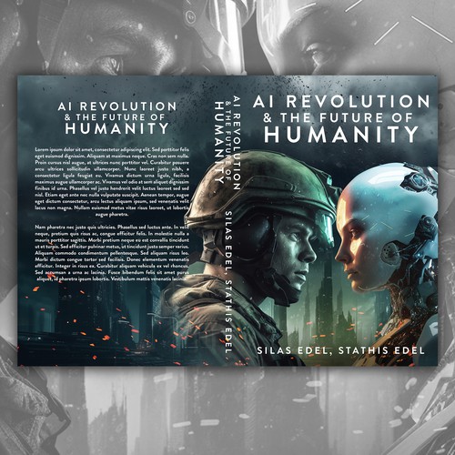 Futuristic AI Book Cover - AI vs Humans/Dark Design by mihai313