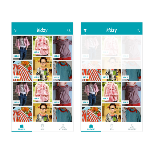 Mobile App Kidzy 2 simple screens + Logo. Design by M#M
