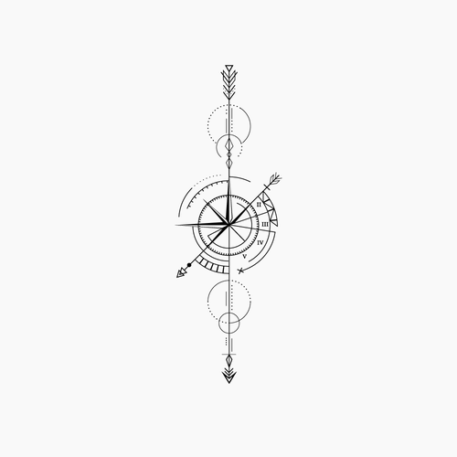 Design geometric arrow compass Tattoo Design von Anavic