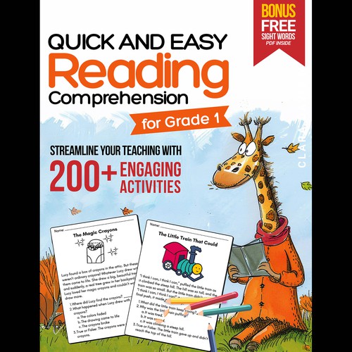 BOOK COVER: Grade 1 Reading Comprehension - Professional Workbook for Kids Design by Aaniyah.ahmed