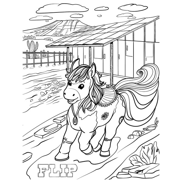 Coloring book pony illustration