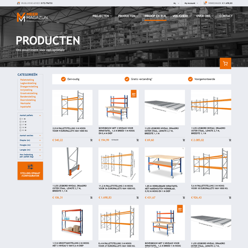 Creative website templates for a leading pallet racks company_ Meermagazijn Design réalisé par ChickenDinner