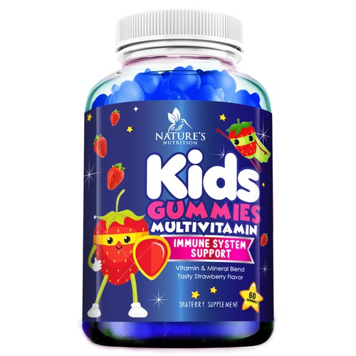 Tasty Kids Multivitamin Gummies Product Label for Nature's Nutrition Design by agooshe