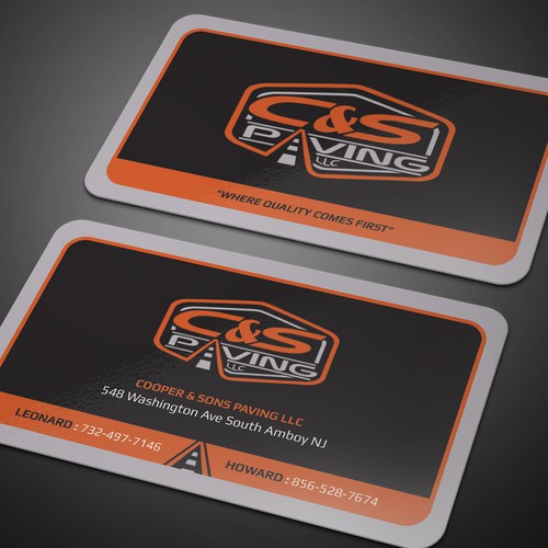 We are an asphalt paving company  card with character, style, stands out from everyone nothing bland no white ,add stuff Design réalisé par CurveSky™ ☑️