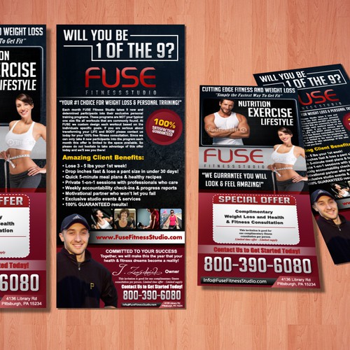 Sleek Postcard for FUSE Fitness Studio Design von Joe Elvis