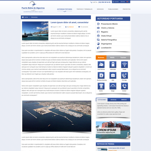 New website design for an important seaport Diseño de Pinku