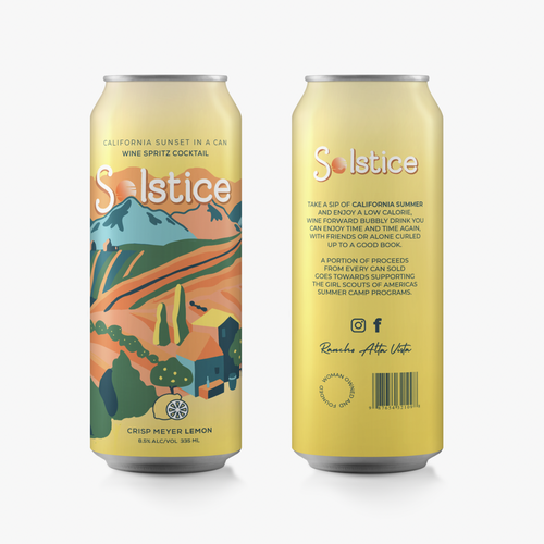 design an eye catching slim beverage can for crisp wine spritzer