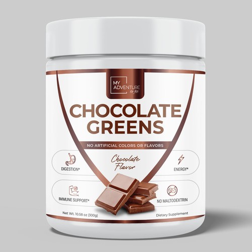 Chocolate Greens Superfood label design Design by Bee Man