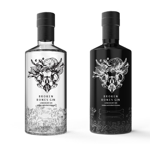 Broken Bones gin bottle Design by Iztok, Ivana (IZ+IV)