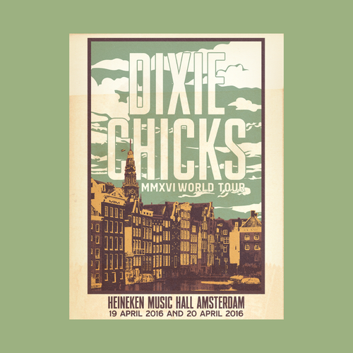 Dixie Chicks 2016 Amsterdam Concert Poster Design by D-F-A