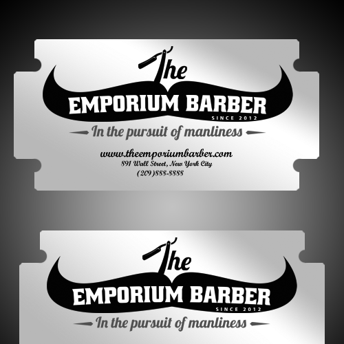 Unique business card for The Emporium Barber Design by Jelone0120
