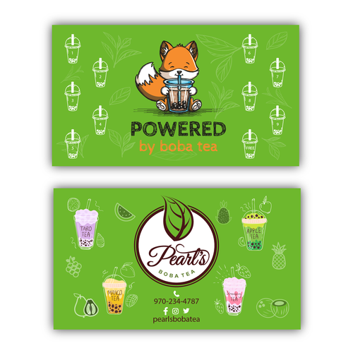 Need New Business Cards for Pearl's Boba Tea business!!! Design by irDesignx