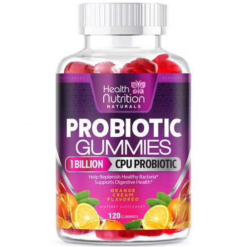 Healthy Probiotic Gummies Label needed for Health Nutrition Design by agooshe