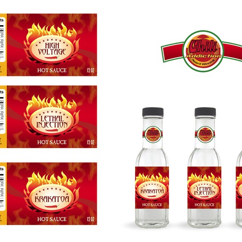 Hot Sauce bottle labels for Chili Addiction Print or packaging design contest