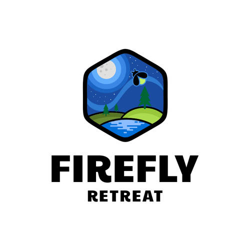 Firefly Retreat. Fun logo inspiring families to explore the outdoors! Design von hidra ✅