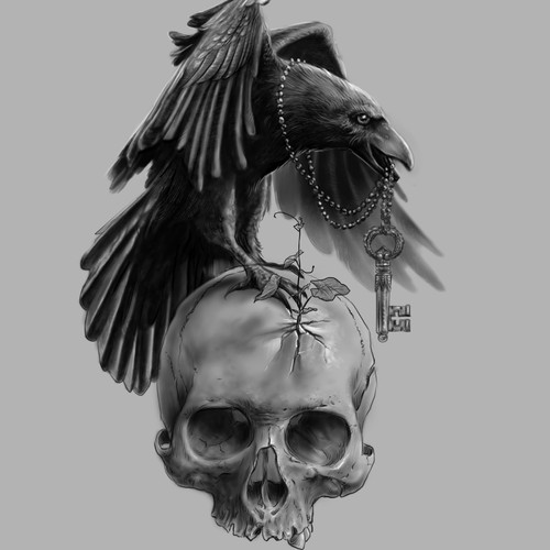 Gothic Raven tattoo Design por metatron studio
