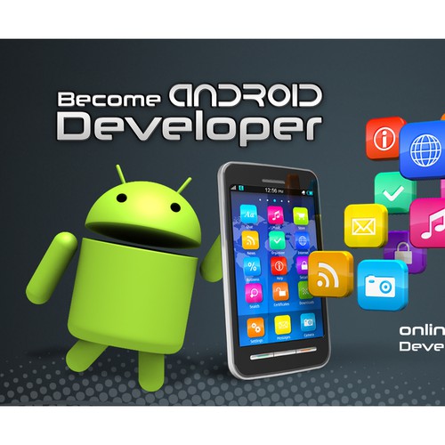 Create a poster for an android application development course signage