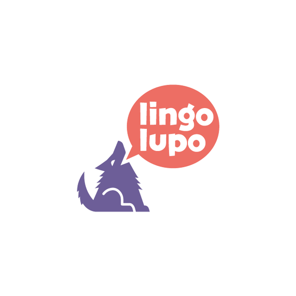 Happy wolf logo for Lingo Lupo