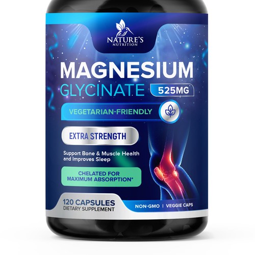 Natural Magnesium Glycinate Design needed for Nature's Nutrition Design by TUNSAY