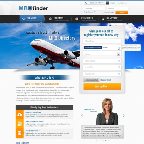 Create A Modern Landing Page With Large Webform For Aviation B2b Directory Wettbewerb In Der Kategorie Landingpage Design 99designs