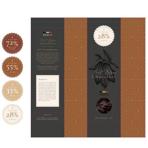 Bag and sticker design for finest Belgian chocolate chips (for baking/snacking) Design by MKaufhold