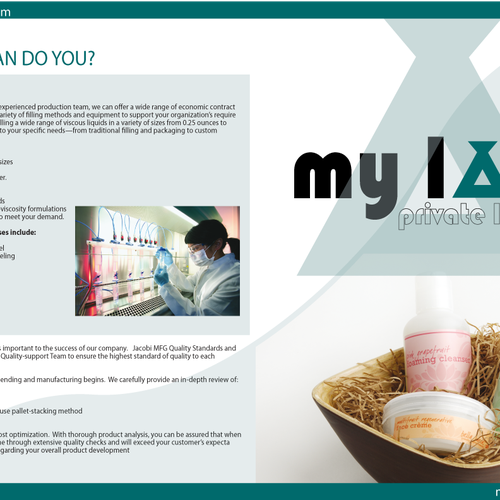 MYLAB Private Label 4 Page Brochure Design por andbetma