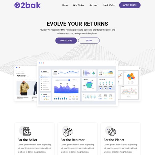 We need an awesome one page landing for our return management product / Diseño web 2bak Design by pb⚡️