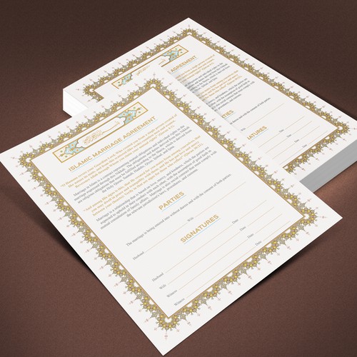 Design Design A Beautiful Islamic Marriage Agreement Document Template di G-r-a-p-h▼