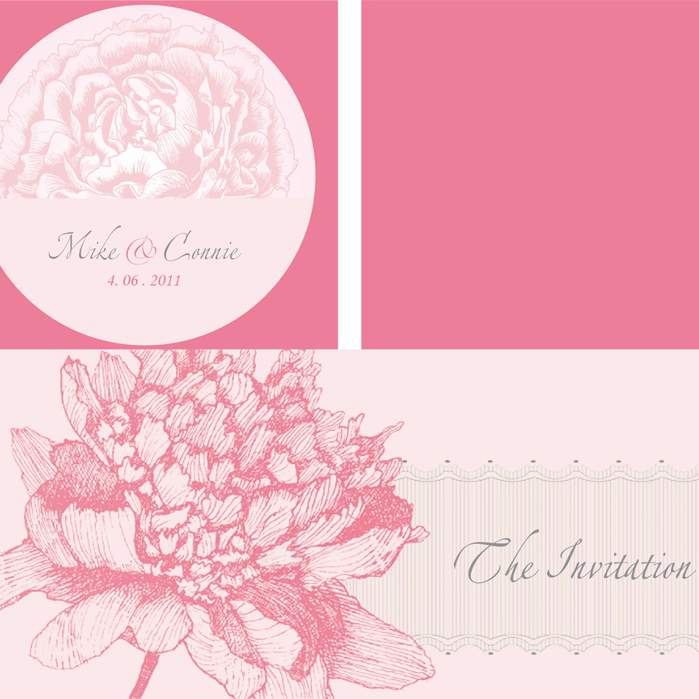 Pink and white logo with the title 'A different wedding invitation'