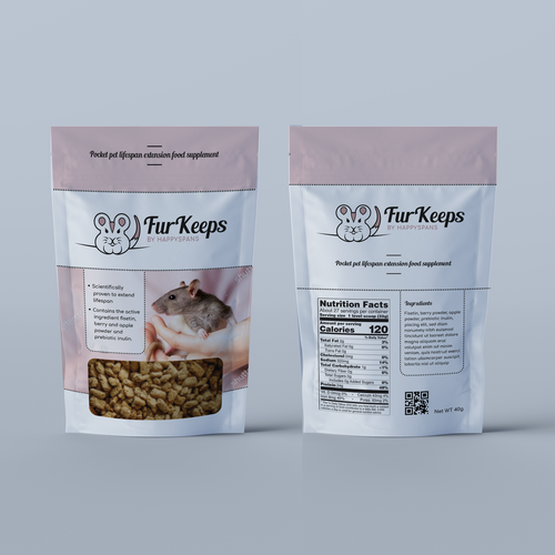 Create a fun Pocket Pet supplement label evoking a desire to maximize their lifespan. Design by Kat.Fil