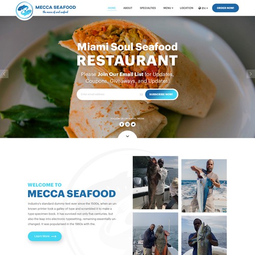 Miami Soul Seafood Restaurant Concept 1 Page Only-ontwerp door Jasmin_A