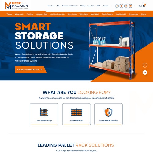 Creative website templates for a leading pallet racks company_ Meermagazijn Diseño de Adventix