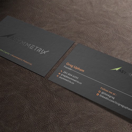 Design a cool, edgey but sophisticated business card for an alternative investment firm. Design von Roni_