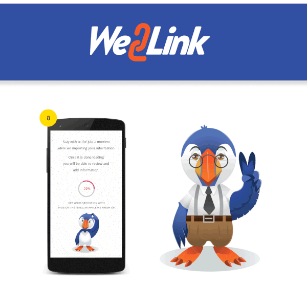 Design by Guillermo Palacio titled "We2Link Company Mascot and Logo Design"
